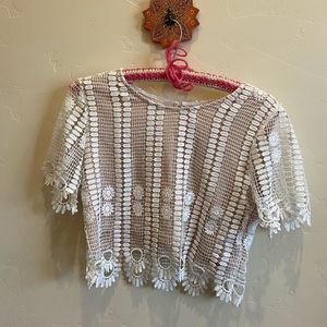 White Crop Top Nude Daisy Size 10